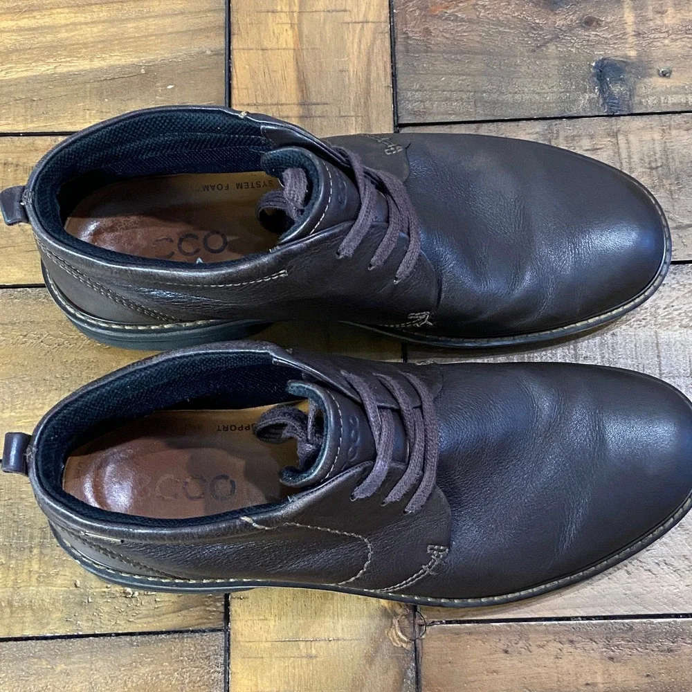 ECCO Turn GTX Men's Brown Leather Chukka Boots Waterproof GORE-TEX Size 45 US 11